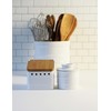 RSVP International White Stoneware Kitchen Collection, Stoneware Garlic Keeper, 4.5x4x4.5"