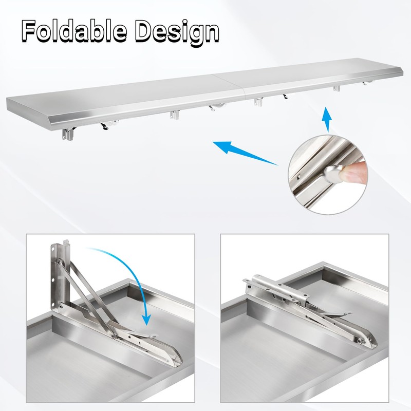 Toriexon Folding Concession Shelf 72" x 12", Drop Down Concession