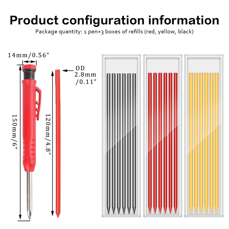 Deep Hole Marker Pencil Construction Site Carpenter's Pencils Construction Pica