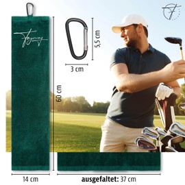 Fayrway Golf Towel Dark Green – High-Quality Cotton Golf Towel with Carabiner for Hanging