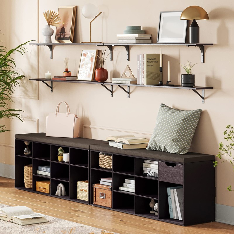DINZI LVJ Shoe Storage Bench with Cushion, Cubby Shoe Rack