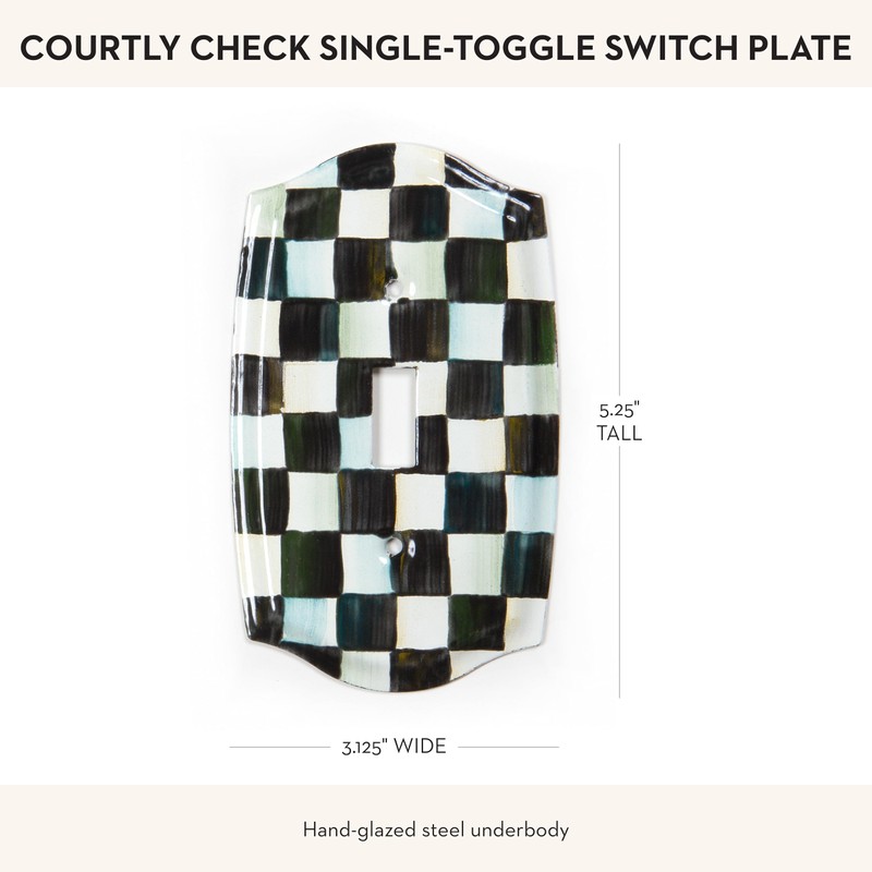 MACKENZIE-CHILDS Enamel Switch Plate, Light-Switch Cover, Single Toggle, Black-and-White Courtly