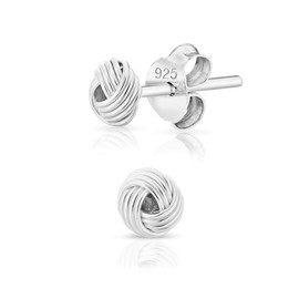 DTPsilver 925 Sterling Silver TINY Fashion Studs Earrings - Love/Twisted Knot - Diameter 5 mm