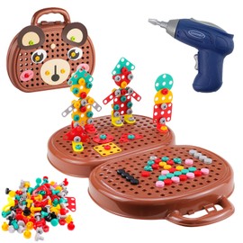 Abnaok Montessori Toy Box with Drill, Magic Montessori Play Toolbox, Children's Screws Toy, Montessori Toy from 3 Years