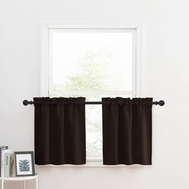 NICETOWN Kitchen Curtains - Home Fashion Blackout Window Treatments Tailored Tiers Rod Pocket Small Curtains for Loft/Cafe Bar Window/Thanksgiving (2 Panels, W29 x L24, Toffee Brown)