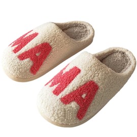 mama Slippers For Women Mother's Day Gifts For Mom Valentine Cute Comfy Bedroom Home Memory Foam Slippers,Ladies Furry Warm Shoes Indoor for Winter,Mother 41-42