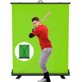 WASJOYE Green Screen Background with Stand, 79 x 59 in Portable Collapsible Chroma Key Backdrop, Auto-Locking Wrinkle-Resistant Photography Background for Video, Live Game, Studio