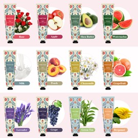 Hand Cream Set, 10 Pieces Perfumed Moisturising Hand Cream with 2 Pieces Foot Cream, Hand Cream Gift Set Christmas for Women Men, Dry Cracked Hands Feet, Moisturising Cream Care Cream