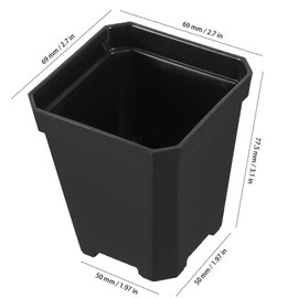 ZEONHAK 100 Pack 2.7 Inches Square Nursery Pot, Plastic Nursery Pots with Drainage Hole for Seedlings, Succulents, Potted Plants, Black