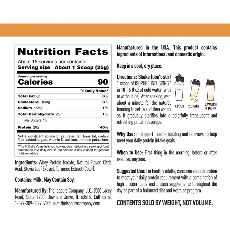 Isopure Infusions Limonada Cítrica 2-carb Polvo 400g Sabor Limón
