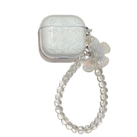 Casevita Cute Case Compatible with AirPods 4 with Active Noise Cancellation with Strap, Clear Butterfly for Woman Shockproof Protective Cover Compatible with AirPods 4