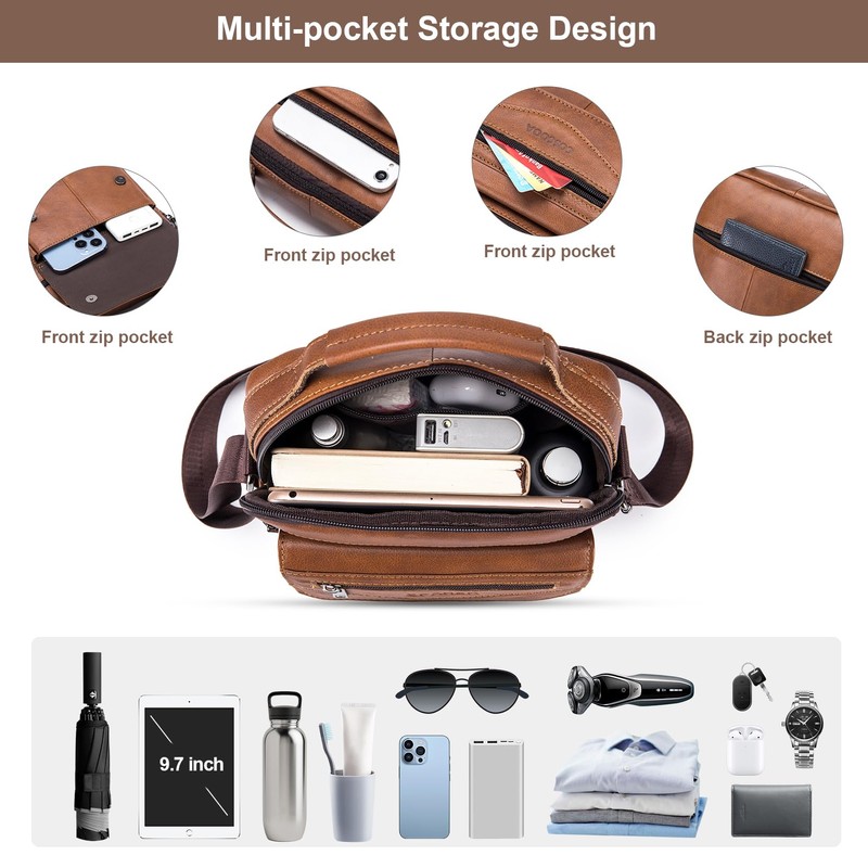 COSCOOA Shoulder Bag for Men Leather Man Purse Crossbody for