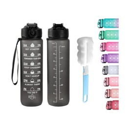 Apex Sports Water Bottle with Straw, 1L Motivational water bottle with Time Marker, 32oz Leakproof Design, BPA Free, Tritan Plastic bottle for School, office and outdoor