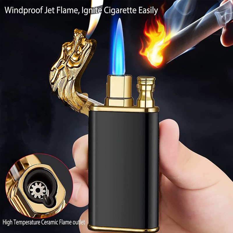 Magic Dual Flame Dragon Torch Lighter - Windproof, Refillable Butane