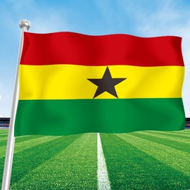 3x5 Ft Ghana Flag Large Flag Of Ghana 90 X 150cm With 2 Brass Grommets Ghana National Flag For Party Festival Procession Celebration Sport Activities Garden Home Indoor Outdoor Decoration