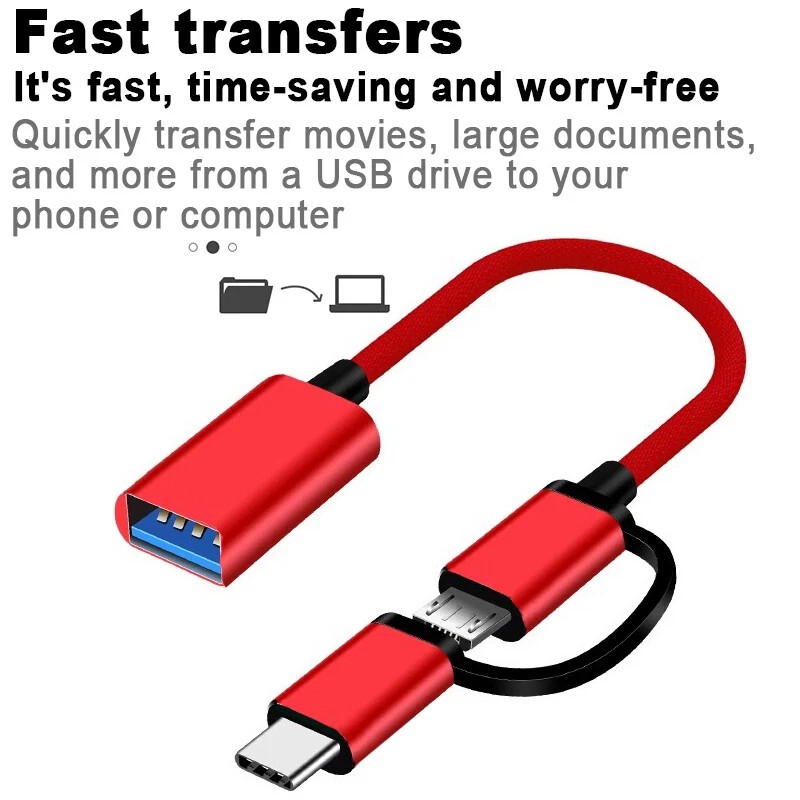 Universal 2 In1 Type C Micro USB Male To USB