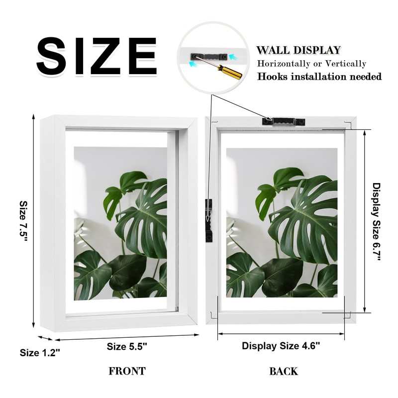 Egofine 5x7 Floating Frames Set of 2, Double Plexiglass Picture