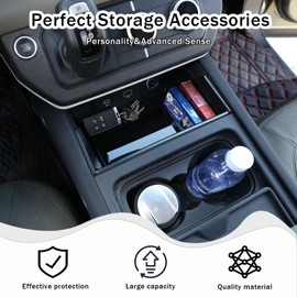 HIRUFAIT Center Console Organizer Tray Compatible with Land Rover Defender 90/110/130 2020-2023 Accessories, Center Console Storage Box ABS Black