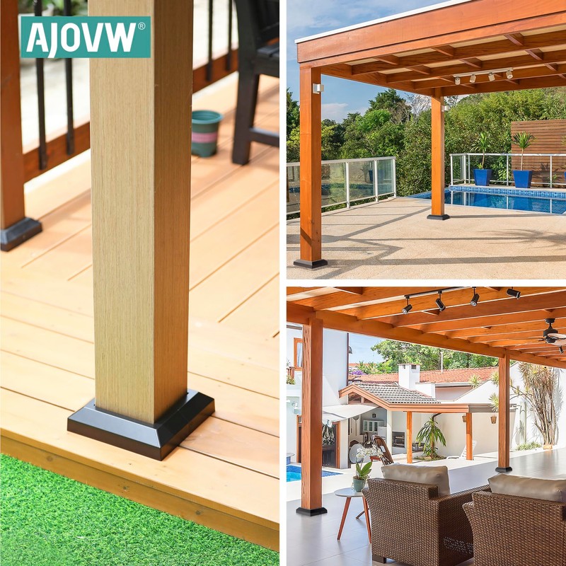 AJOVW 3 Pcs 6"x6" (Actually 5.5"x 5.5") Aluminium Post Base