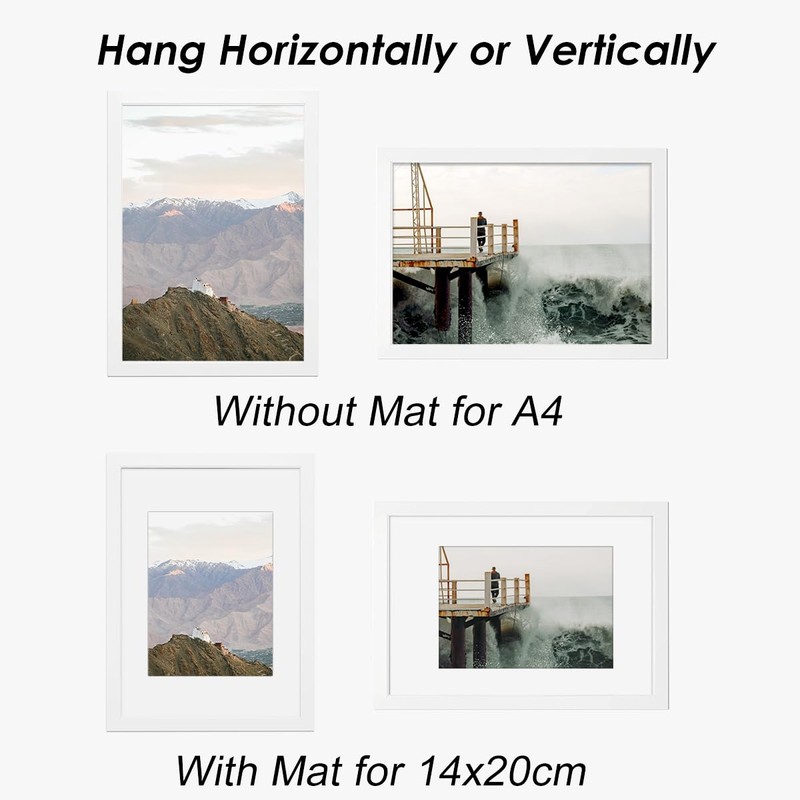 A4 Picture Frame Set of 2-21x29.7 cm, A4 White Frame