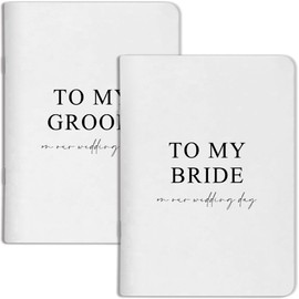 Wedding Vow Books His and Hers, Gold Foil Lettering & Keepsake Sleeve, Wedding Day Essentials, Beautiful His and Hers Gifts for the Bride and Groom (White & White)