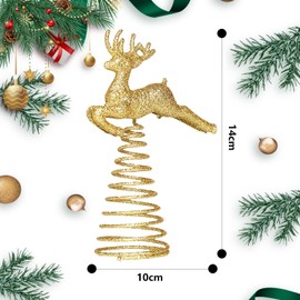 RmKbe Christmas Reindeer Tree Topper Christmas Tree Elk Ornaments Glittered Christmas Tree Topper Reindeer Xmas Tree Toppers for Christmas Decor (Silver)