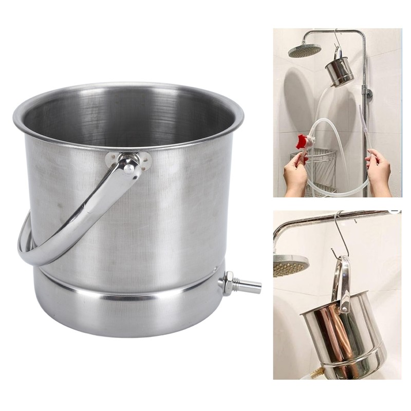Enema Bucket Kit 1.6L Stainless Steel Bucket Reusable Shower Enema