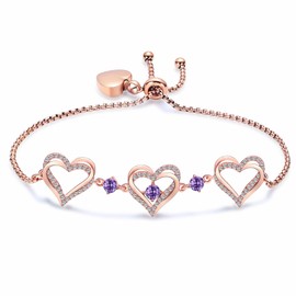 shajwo Cremation Jewelry Heart Urn Bracelet for Ashes for Women Girls Cremation Link Memorial Bracelet,Rose Gold-Purple