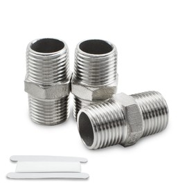 Bwintech 3 Pcs 1" Male to 1" Male BSP Thread Stainless Steel 304 Hex Nipple Fitting for Pipe Connecting Conversion