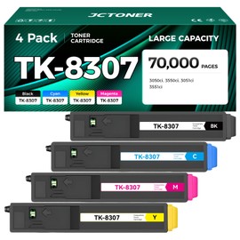 TK-8307 Toner Cartridge Set 4-Pack High Yield Replacement for Kyocera TK-8307K TK-8307C TK-8307M TK-8307Y Compatible with Kyocera TASKalfa 3050ci 3550ci 3051ci 3551ci Printer Black Cyan Magenta Yellow