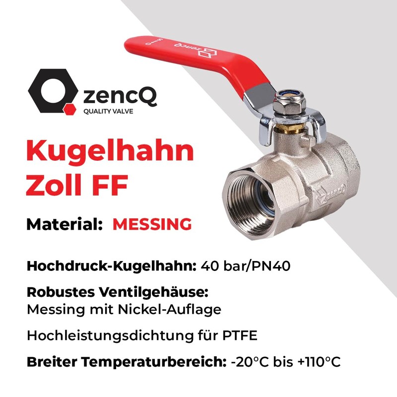 Brass Ball Valve FF 1" Zoll 40PN Double outlets coverter