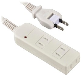 Ohm Electric HS-TK32SFW-22 Safety Tap with Lightning Guard (3 Socks, Cord Length 0.6 ft (2 m), Dust Shutter, Free Plug, White