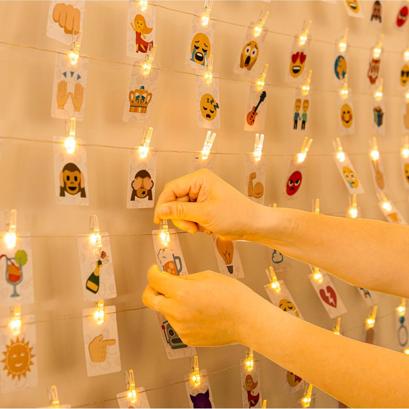 HXWEIYE 50LEDs Photo String Light, Warm White 16.4Ft Battery Powered