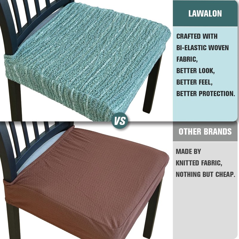 Lawalon Heavyweight Cotton Dining Seat Covers for Chairs (Blue, Set