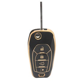 HEYEZQTY Flip 4 Button TPU Key Fob Cover Shell for Chevy Spark 2019 2020 2021 Trax Sonic Trailblazer Spark Ls 2021 Cruze 2016 2017 2018 2019 Cruze LS 2017 (flip 4 Button Black)