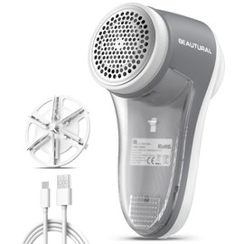 BEAUTURAL Fabric Shaver, Rechargeable Lint Remover for Clothes, Electric Lint Shaver with 6-Leaf Blades, Sweater Shavers to Fuzz, Lint Balls, Pillings, Bobbles for Clothes and Furniture
