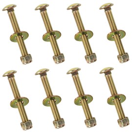 1/2" x 4" Carriage Bolt of Square Neck with Nylon Lock nut and Large Size Washer Assortment Kit by Color Galvanization,Carbon Steel,Grade 2.(8pcs Pack) by Metalsuberg