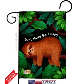 Don't Hurry Garden Flag Set with Stand Animals Wildlife Outdoor Deer Bear Wolf Pet Nature Farm Animal Creature Small Decorative Gift Yard House Banner Double-Sided Made In USA 13 X 18.5