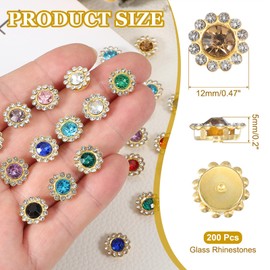 PATIKIL 200Pcs 12mm 2 Layers Sew on Flower Rhinestones Crystal Coffee