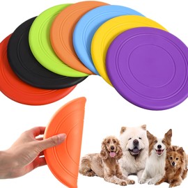 XUBX 7 Pieces Dog Flying Disc, Pet frisbee, Flying Disc Dog Toy, Frisbees for Dogs, Natural Rubber Floating Flying Saucer, Bite resistant Frisbee Training tossing toys pet toy, Training Toys
