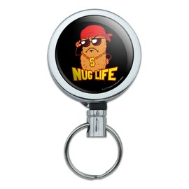 Nug Life Chicken Nugget Funny Humor Heavy Duty Metal Retractable Reel ID Badge Key Card Tag Holder with Belt Clip