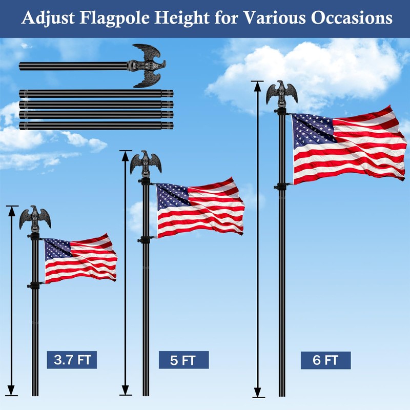 NQ 6 FT Flag Pole for Outside House with Eagle