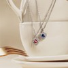 FANCIME Ruby Necklace July Birthstone Sterling Silver Triangle Pendant Necklace