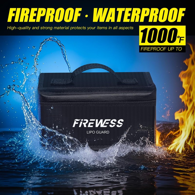2pack Lipo Battery Safe Bag, Fireproof Explosionproof Safe Pouch, Large