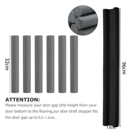 LEFAFA Door Draft Stopper, Under Door Draft Blocker Weather Stripping Noise Blocker, Twin Door Draft Stopper Adjustable Door Foam Seal Strip Window Breeze Blocker (Black, 96cm)