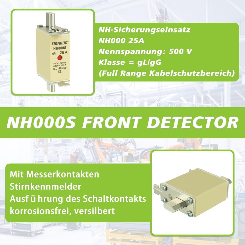 SIGANDG NH Fuse Insert NH000 25A gG Front Display Combination