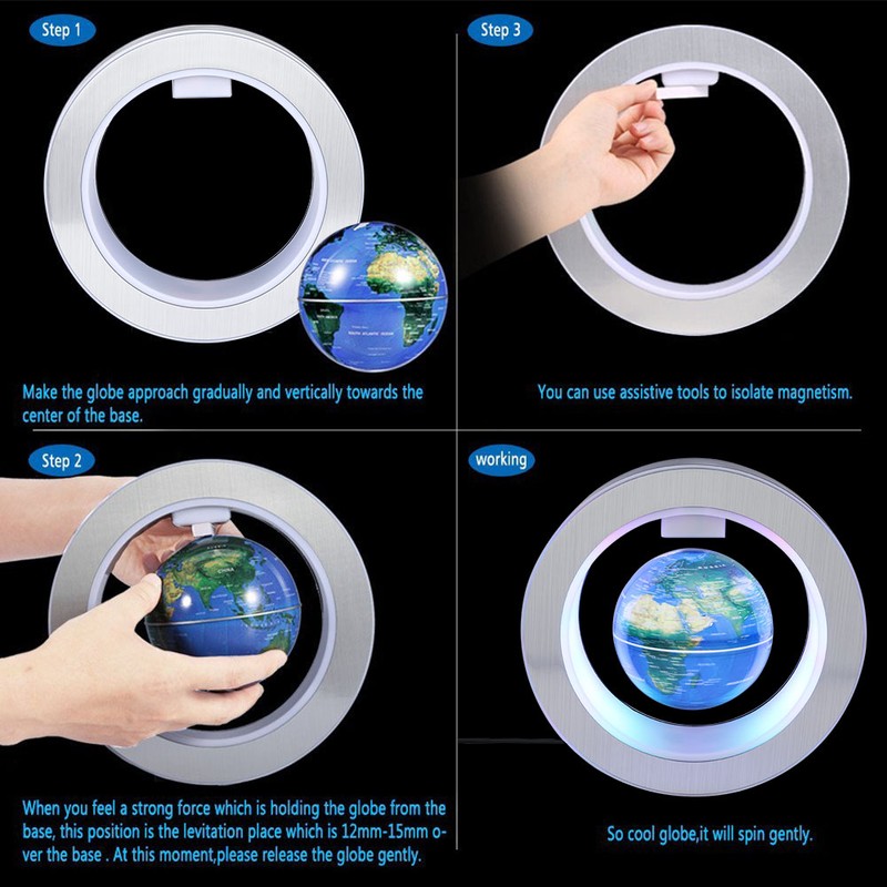 Levitating Globe Floating Globe With LED Lights Magnetic Field Levitation