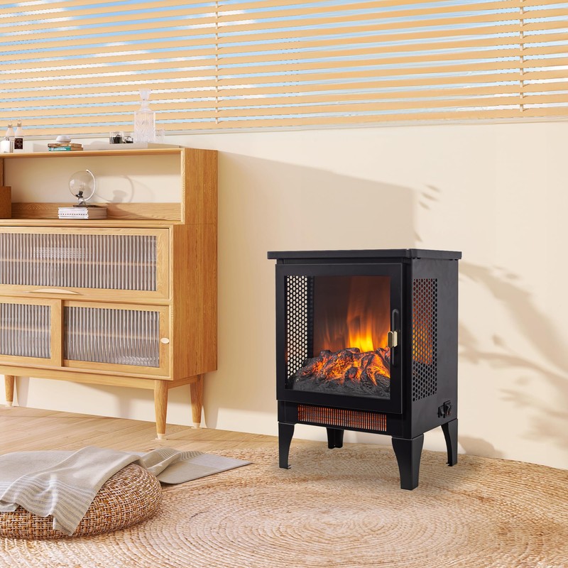 IInnoflame 17" Electric Fireplace Stove, Freestanding Fireplace Heater with Realistic