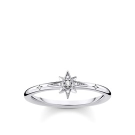 THOMAS SABO Star Ring with Stones 925 Sterling Silver TR2317, Sterling Silver, Cubic Zirconia
