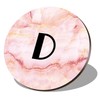 1 x Round Coaster - Letter D Marble Stone Texture